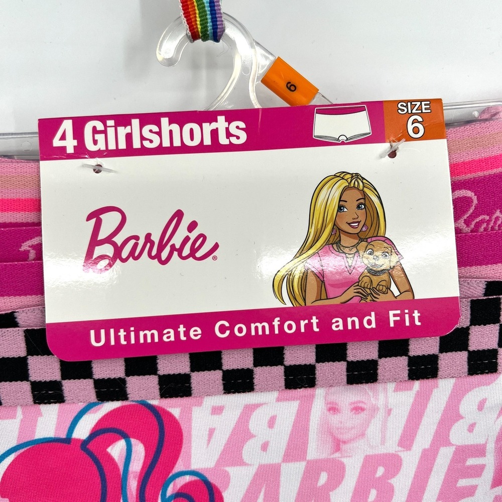 Barbie 4pk girlshorts handcraft athletic underwear pink boy shorts undies 6 - Picture 3 of 8